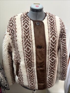 Old Navy Cream & Brown Teddy Jacket